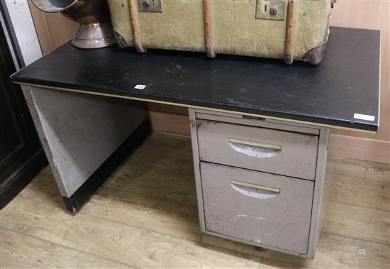 A 1960s metal desk W.123cm